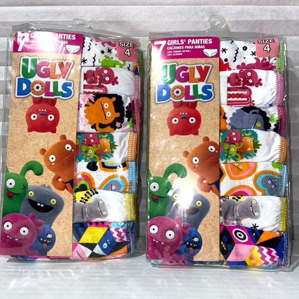 14 Pair of Girls Panties Ugly Dolls Size 4 100% Cotton Brand New!